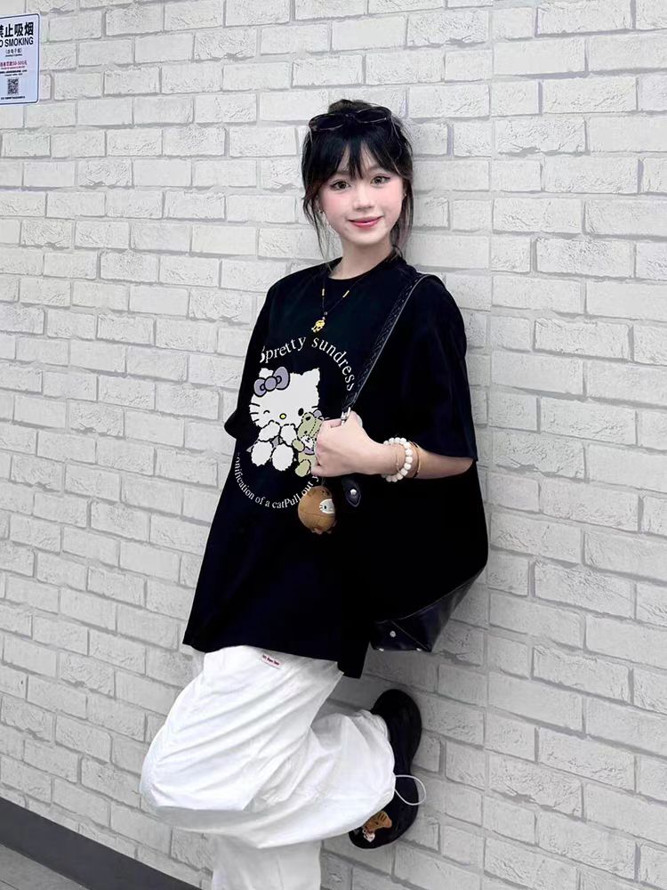 21.女性用ハローキティ純綿半袖tシャツ夏新作ゆったり半袖トップス 6,959円