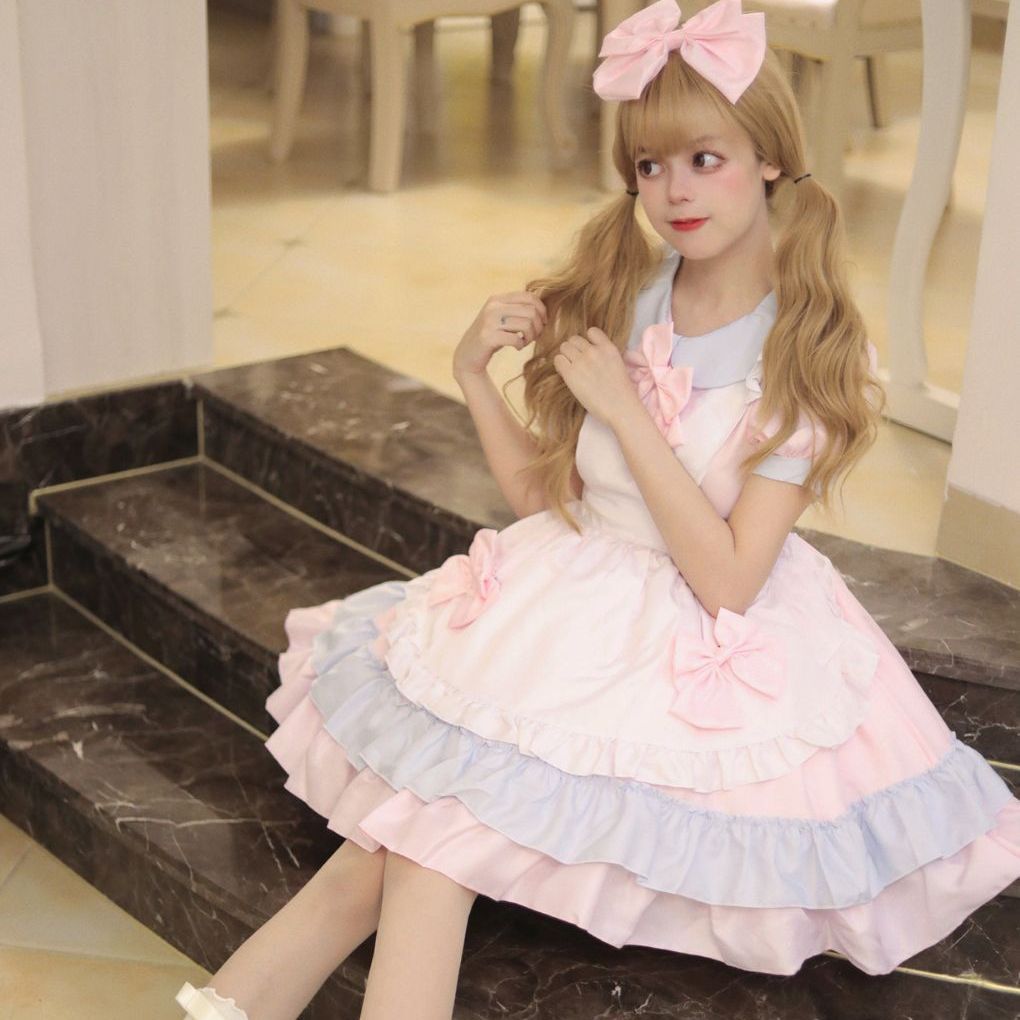 日韓メイドlolitaソフト妹スカートcosアニメクリーム小甜心カフェ萌え系メイド制服セット