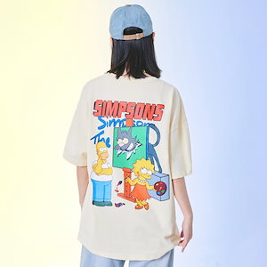 シンプソンtシャツシンプソンレディース半袖tシャツ画板柄キャラクター小スケッチ画