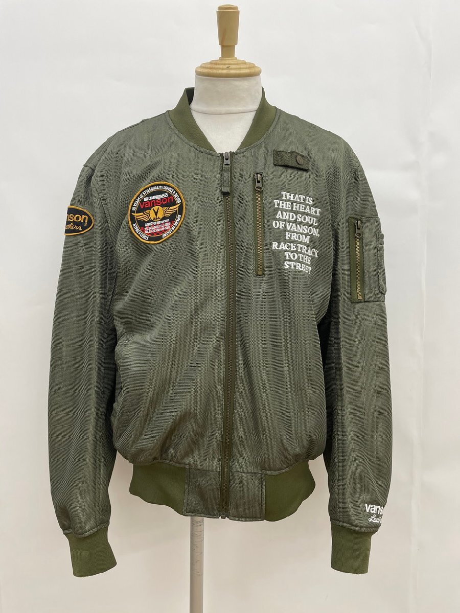 バンソン VANSON ライダースジャケット 2XL カーキ フライングエンブレム MA-1 フライトジャケット プロテクター入 バイクウエア 2602WR045