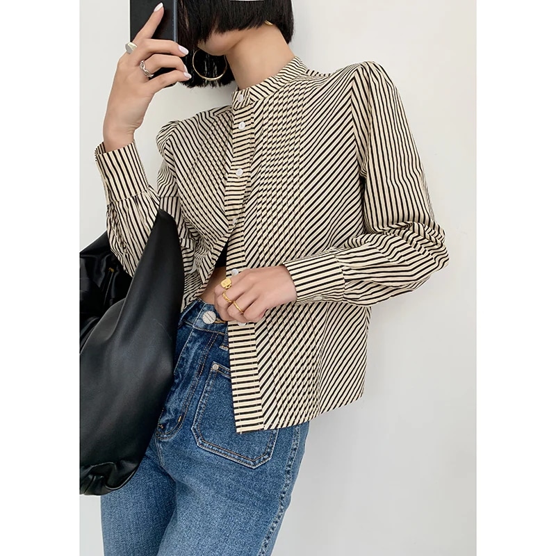 トップス シャツ 袖あり 長袖 レギュラー ボタン きれいめ シンプル カジュアル 大人 おしゃれ お洒落 かっこいい レトロ 大人女子 こなれ感 ラフ 抜け感 オールマッチ ハイエンド ニッチ