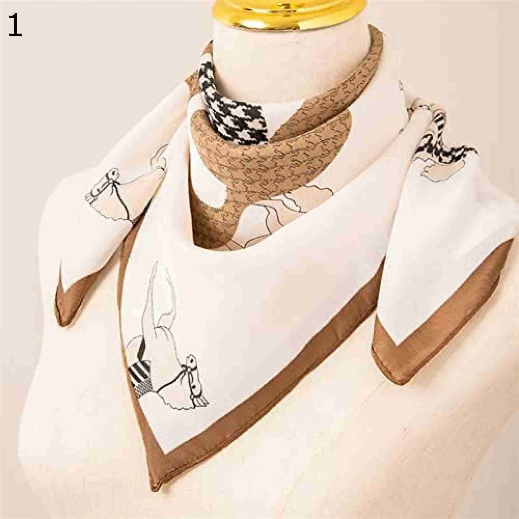 【20%OFFクーポン～】夏のイミテーションスカーフ70cmレディーススウィートプリントスクエアタオルファッションバッグデコレーションスモールスクエアタオル スカーフ (Color : Coffee