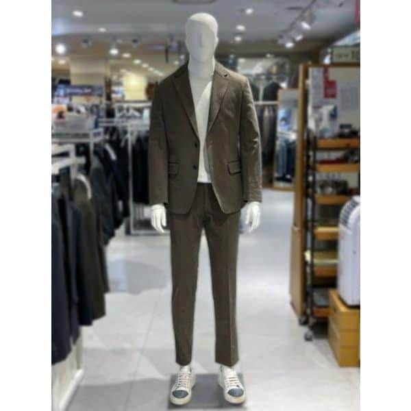男性カーキブラウン 綿スパン モルスキン メンズ カジュアル セットアップ スーツセット カジュアルセット
