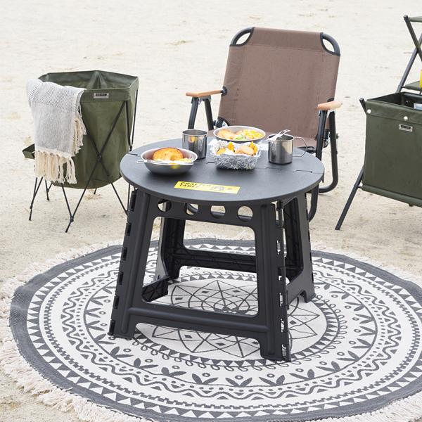 折りたたみテーブル アウトドア テーブル 折り畳み 円形 丸型 簡易 持ち運び 携帯 車 収納 キャンプ 台 おしゃれ かっこいい 大きいサイズ コンパクト 薄型