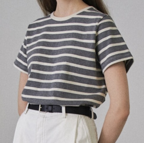ファサードパターン Cotton Stripe T-shirt Grey