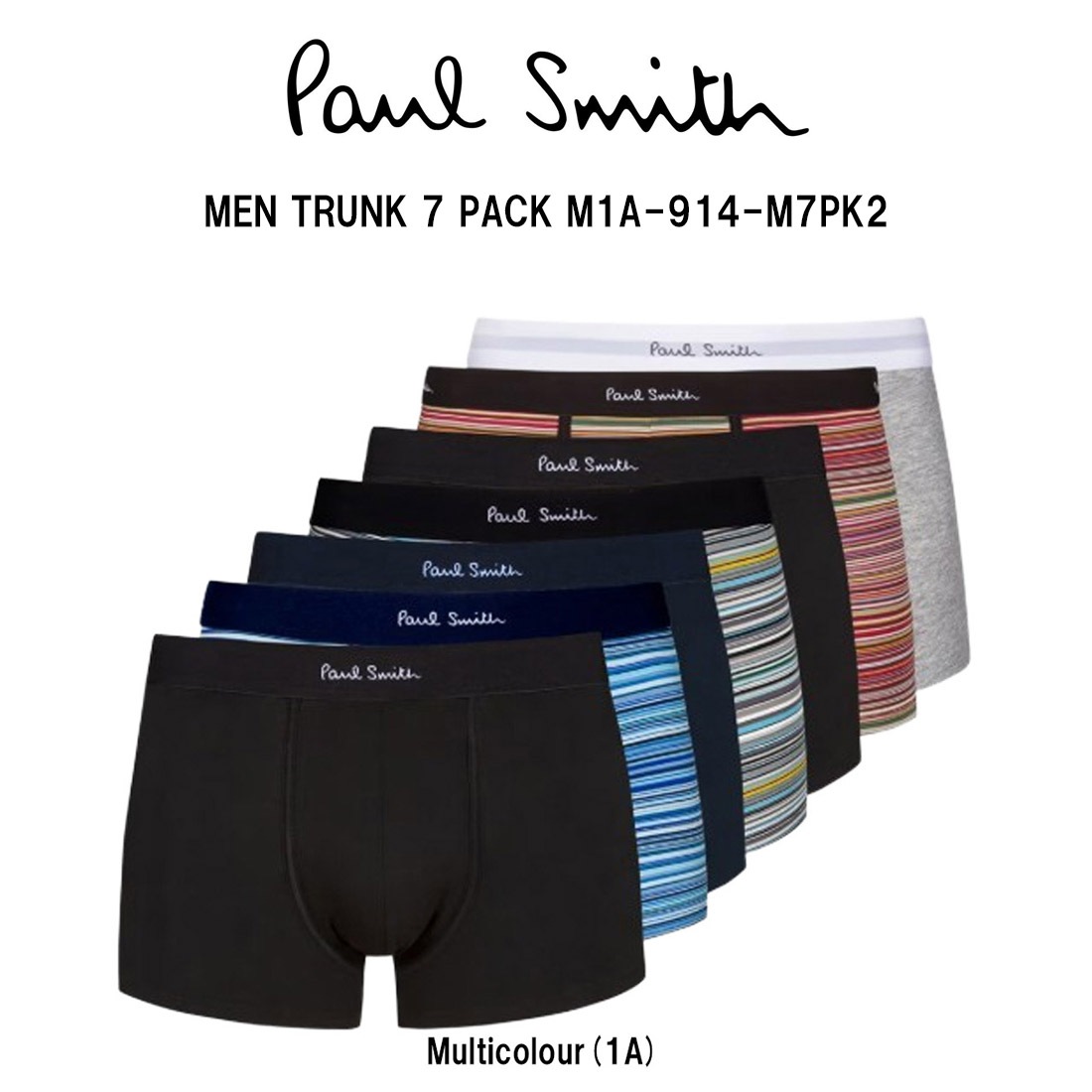 Paul Smith メンズ ボクサーパンツ トランク 7枚組 前閉じ ストレッチ コットン アソート セット 男性用 下着 アンダーウェア M1A-914-M7PK2