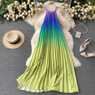 ワンピース デート フレアワンピース ロング ロング丈 袖なし ノースリーブ プリーツ かわいい 大人可愛い きれいめ シンプル カジュアル 大人 上品 おしゃれ お洒落 主役級 存在感 夏 10代