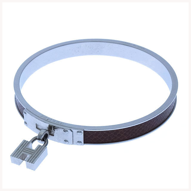 ブレスレット アクセサリー ケリーバングル Hマーク ブラウン シルバー 中古