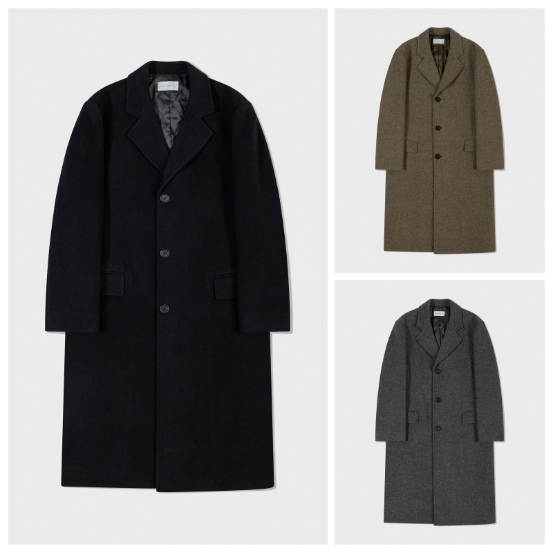 【LOW CLASSIC】 OVERSIZED 3-BUTTON WOOL COAT : 3COLORS