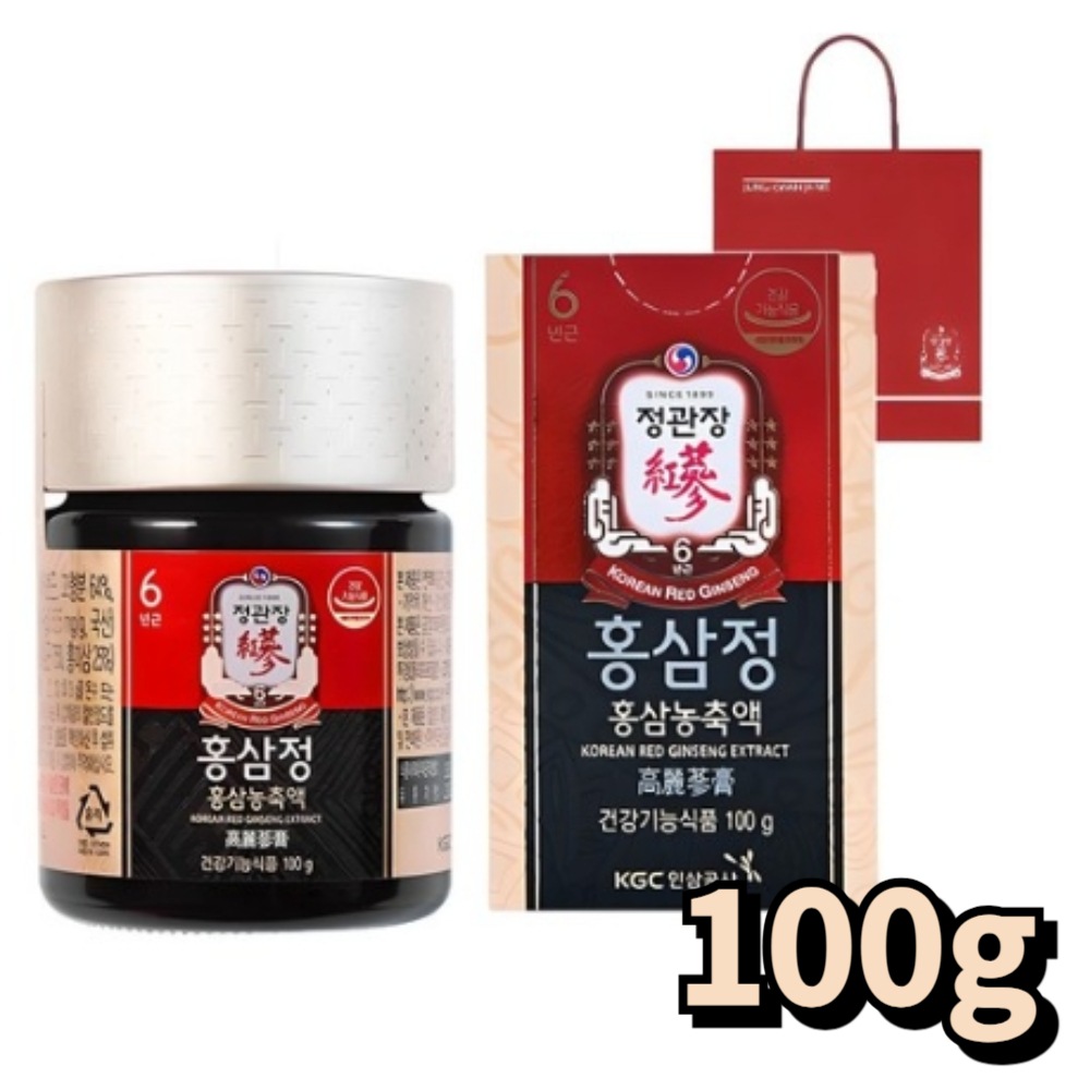 正官庄（ジョンガンジャン）紅参精 100g ショッピングバッグ付き / 6年根 高麗紅参エキス 健康食品 ギフトセット