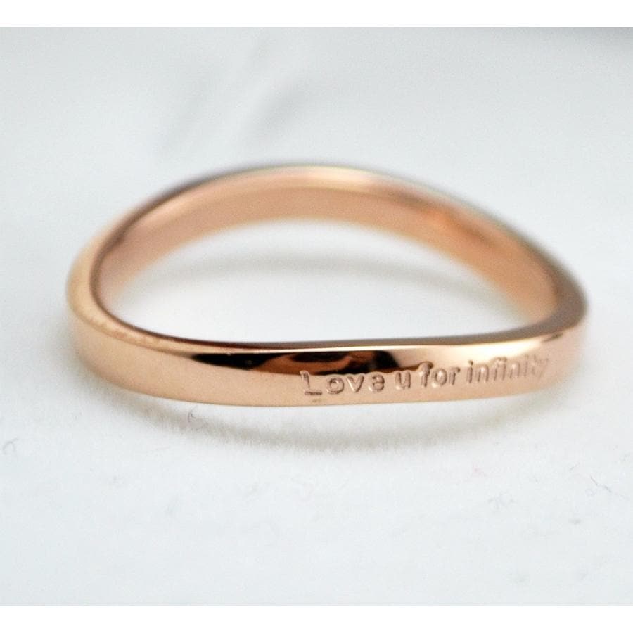 指輪 レディース L ステンレス ウェーブ 細身 リング ピンクゴールド love u アレルギー