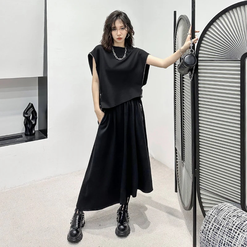 【J.Fashion】 春夏 上下セット おしゃれ 側ファスナー シャツ＋スカート レディース セットアップ メガ割30%までに制限