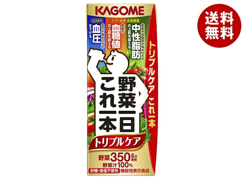 カゴメ 野菜一日これ一本 トリプルケア 200ml紙パック＊24本入＊(2ケース)