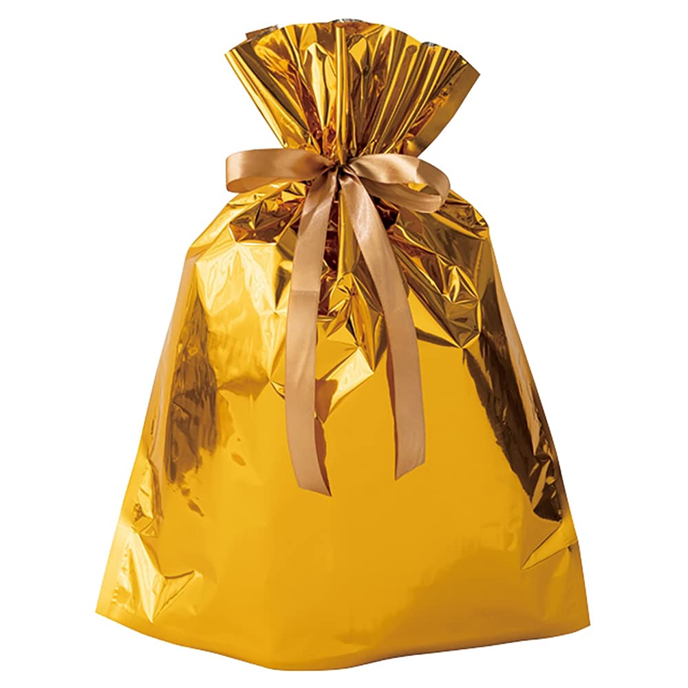 ヘッズ ラッピング袋 35×48×12cm S ゴールド 20枚 アルミ蒸着 リボン付バッグ お祝い 合格 入学 誕生日 クリスマス HEADS AGO-RBS