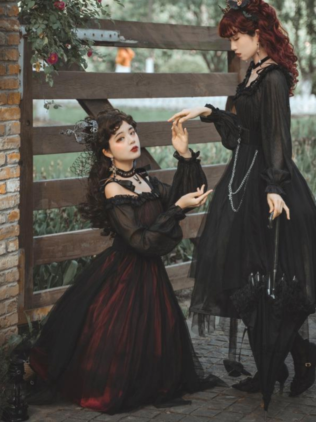 lolita地雷パーカーロリータ ワンピース ゴスロリドレスガールキラーロリータスクエアネックブラックドレスミドル丈春秋