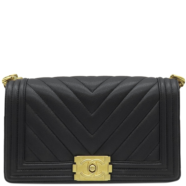 シャネル CHANEL ショルダーバッグ チェーンショルダー キャビアスキン ブラック ヴィンテージ金具 黒 A67086 ランダムシリアル 【箱】【中古】