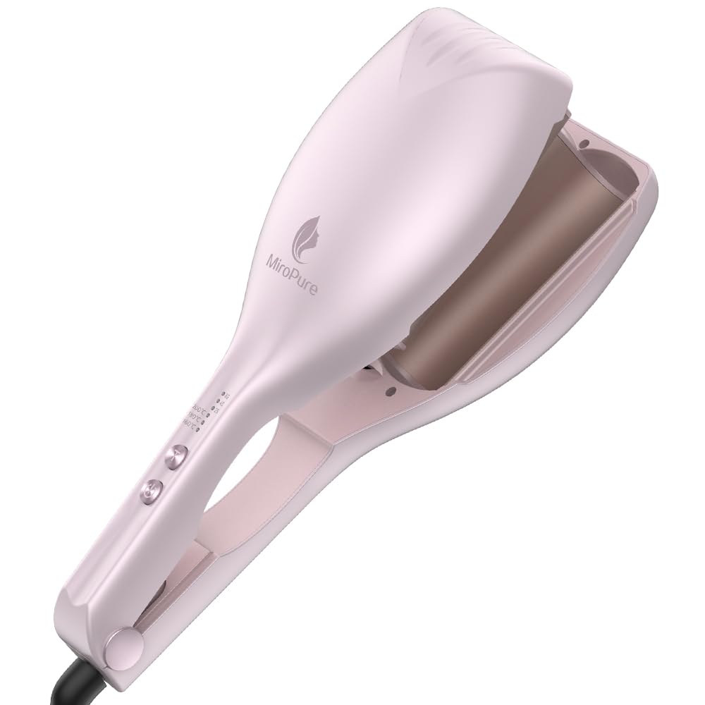 Miropure ヘアアイロン ウェーブアイロン 40mm 挟むだけでカールできる 160℃~200℃ タイマー設定 千万級マイナスイオン吹出 やけど防止 PSE認証済