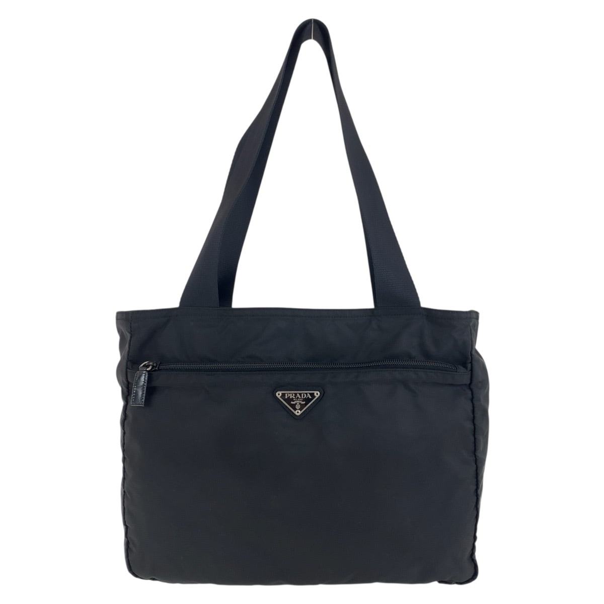 美品 テスート 三角ロゴプレート ブラック 黒 シルバー金具 ナイロン トートバッグ ショルダーバッグ レディース 502977