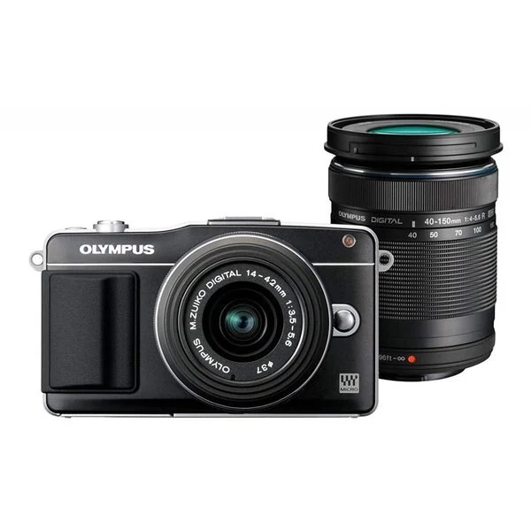 【中古】オリンパス OLYMPUS E-PM2 ダブルズームキット ブラック SDカード付き