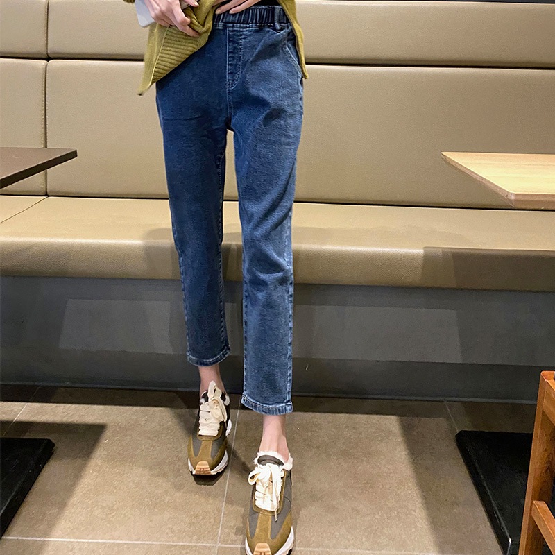 ウエストゴム裏起毛テーパードジーンズ 売れ筋商品 韓国ファッション フェミニンな雰囲気 最新トレンド