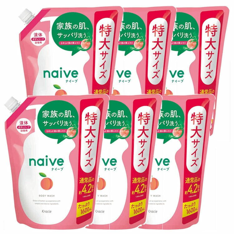 【人気商品】［6個セット］ナイーブボディソープ桃の葉詰替 1600ml (D) メガ割