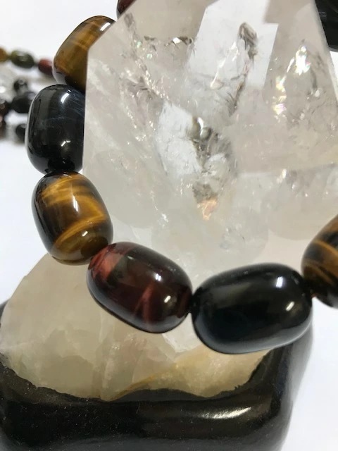 【天然石ブレスレット】太鼓極上カラフルタイガーアイブレスレット 中 （珠サイズ1115mm）