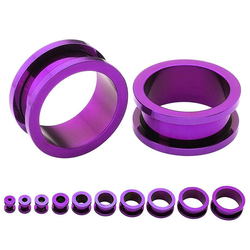ニッケルフリー ボディピアス 4G 紫色 パープル チタン フレッシュトンネル 4ゲージ ネジ式