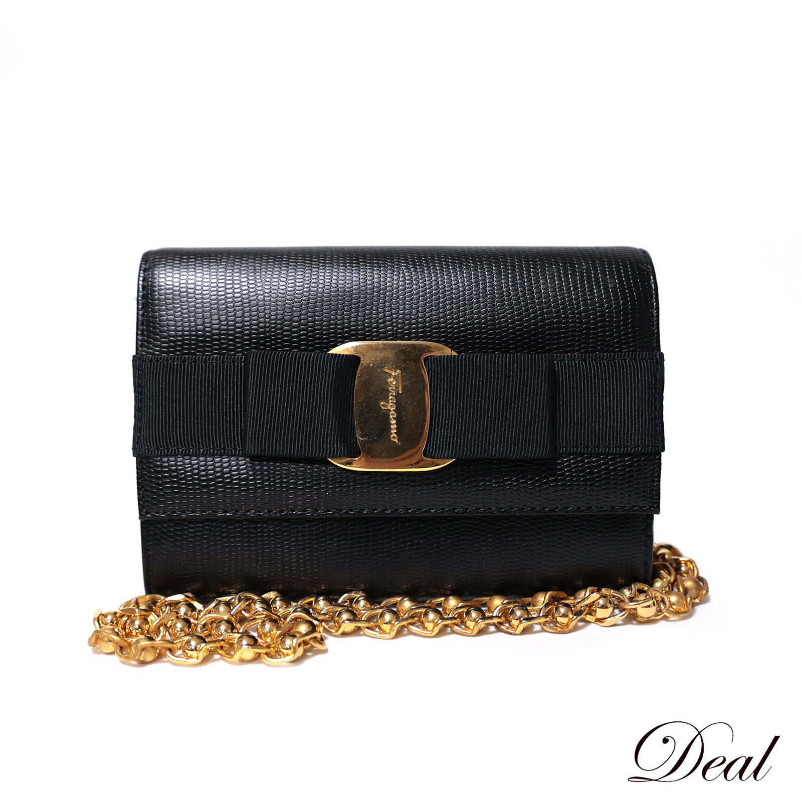 サルヴァトーレ フェラガモ ヴァラ リボン チェーンショルダー 3WAY ブラック ブラック レディース ショルダーバッグ