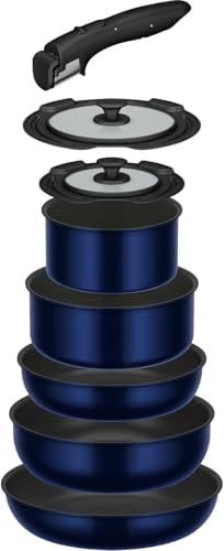 取っ手のとれる フライパン 鍋 8点セットEA ガス火対応 デュラブルシリーズ ディープブルー KSE-8A DPBL