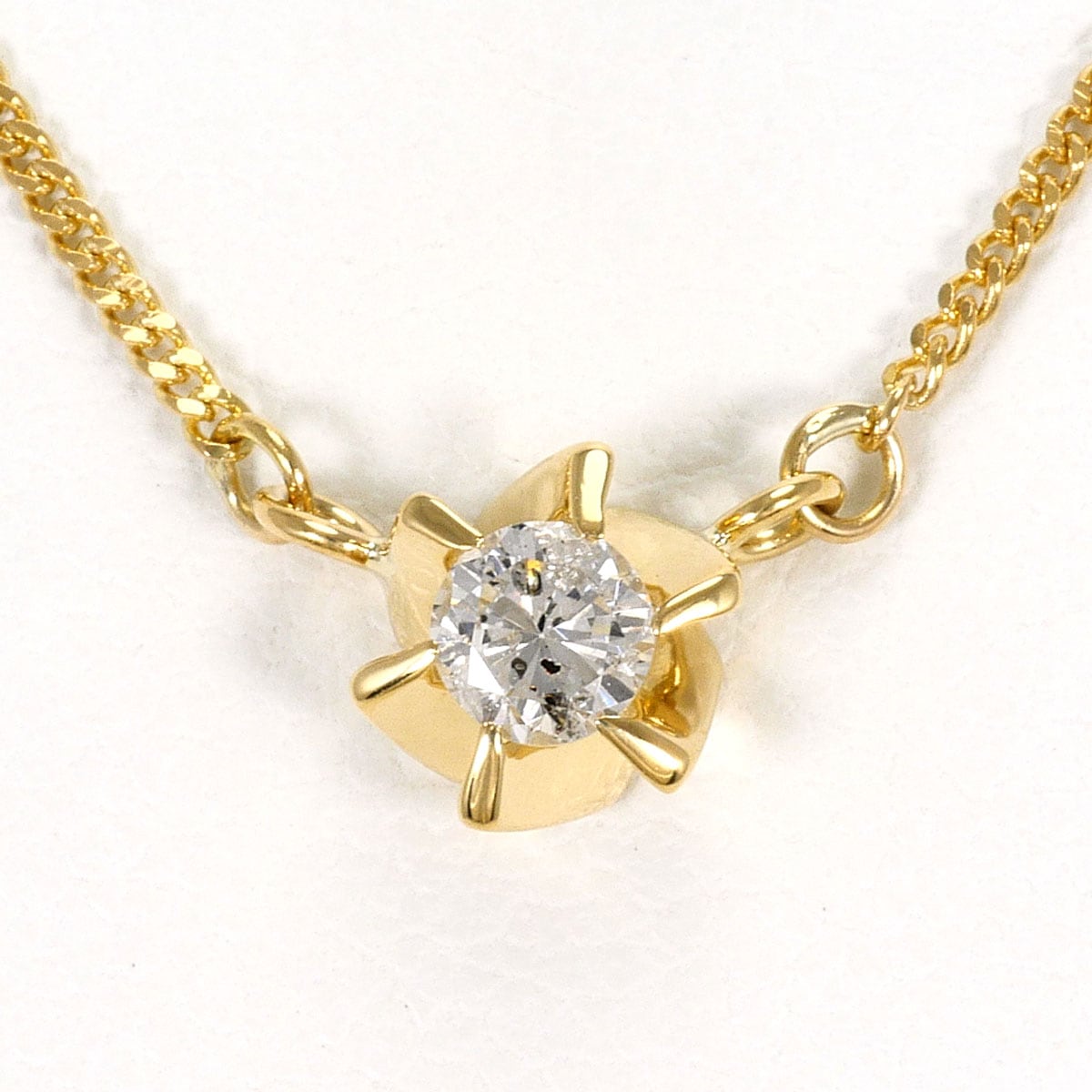 K18 18金 YG イエローゴールド ネックレス ダイヤモンド 0.18ct 総重量約2.3g 約41cm ジュエリー 中古