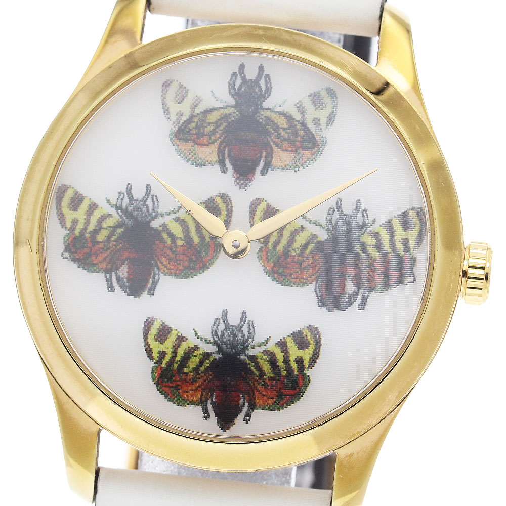 グッチ GUCCI 126.4/YA1264109 Gタイムレス ビーバタフライ 蝶 蜂 ホログラム クォーツ ボーイズ _942544【中古】