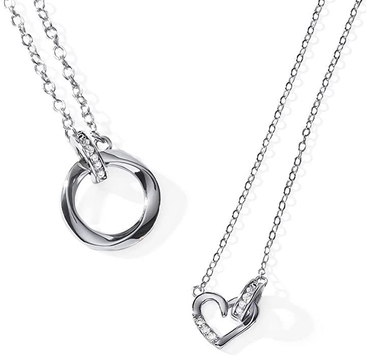 ペアネックレス カップル プレゼント ステンレス ジュエリー メンズ レディース BR-J069 ハート MSW＆LSW(MSW＆LSW)