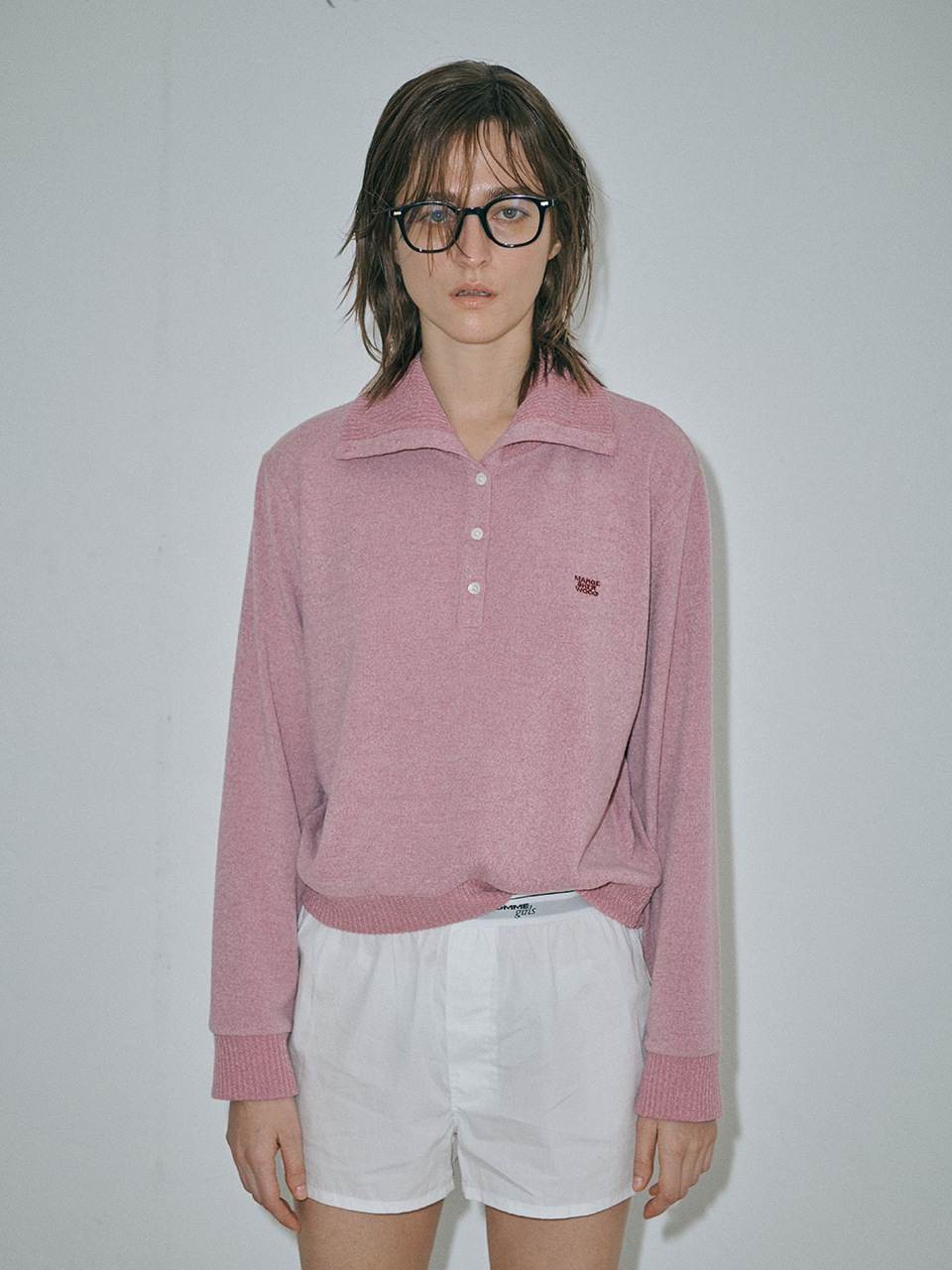 【MARGESHERWOOD】 BUTTON TURTLENECK T-SHIRT : PINK