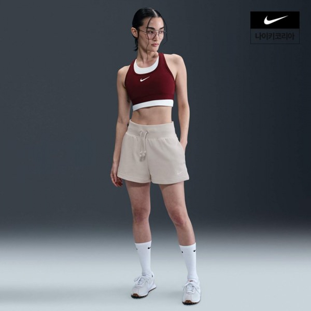 女性用ナイキフェニックスハイウエストルーズフレンチテリーショーツ HJ8468-104