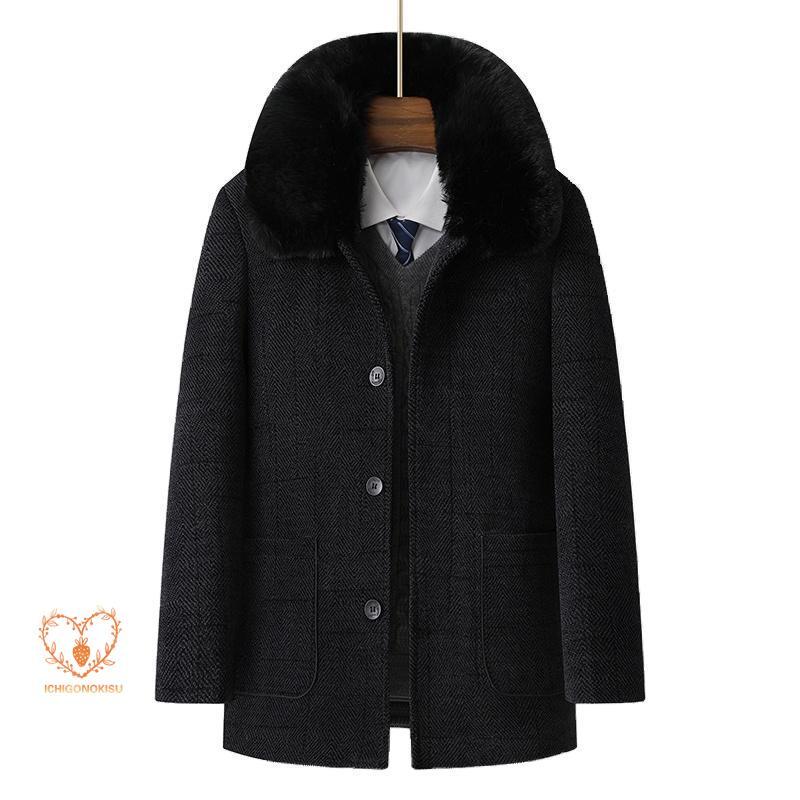 中綿コート ビジネスコート メンズ ファー取り外し可 大きい 襟ファー付き ハーフコート ミドル丈 防 防寒着 裏ボア 裏起毛 おしゃれ 秋服 秋服 冬服 冬服