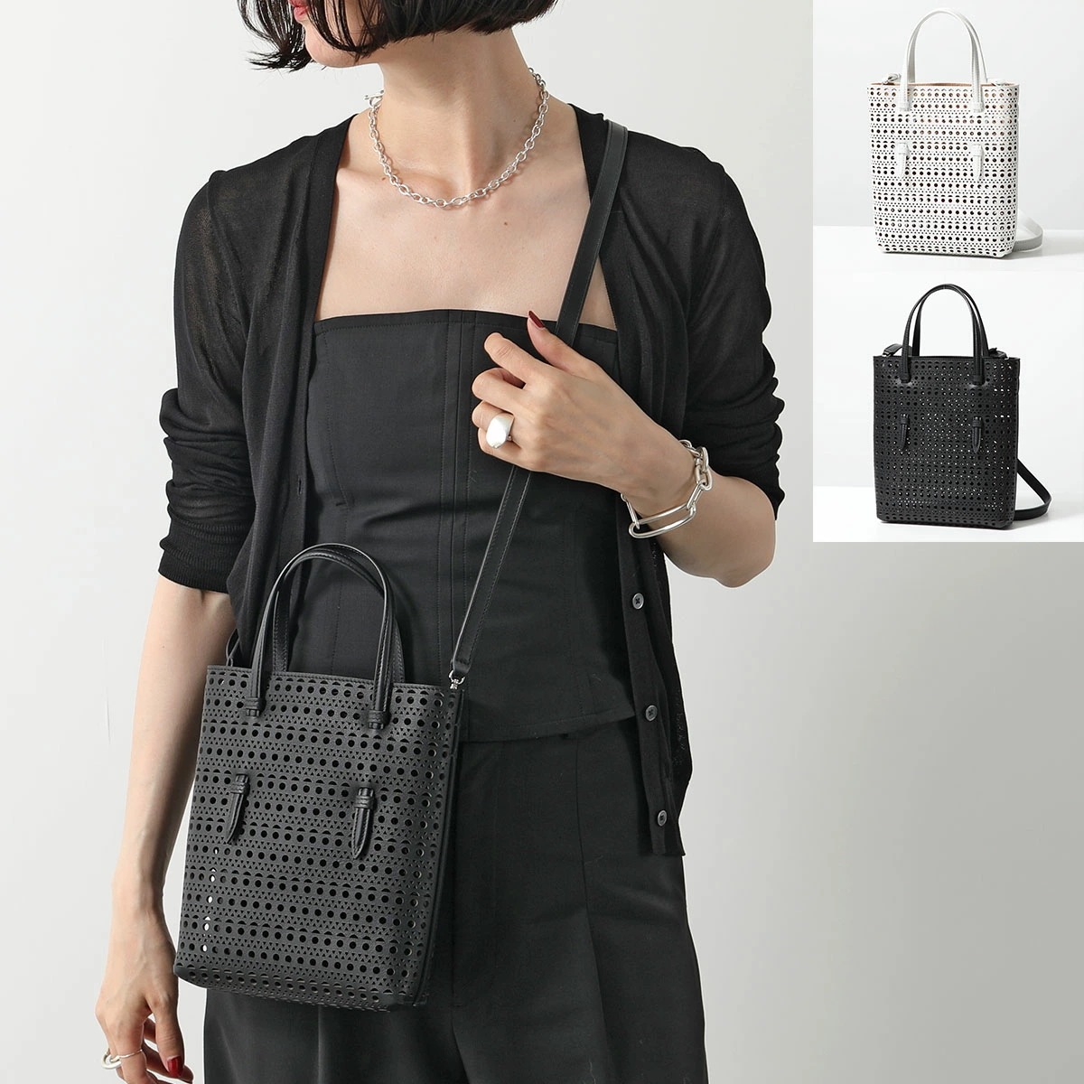 ALAIA アライア ショルダーバッグ MINA NS ミナ AA1S06818CA263 レディース ハンドバッグ レザー クロスボディ 鞄 カラー2色