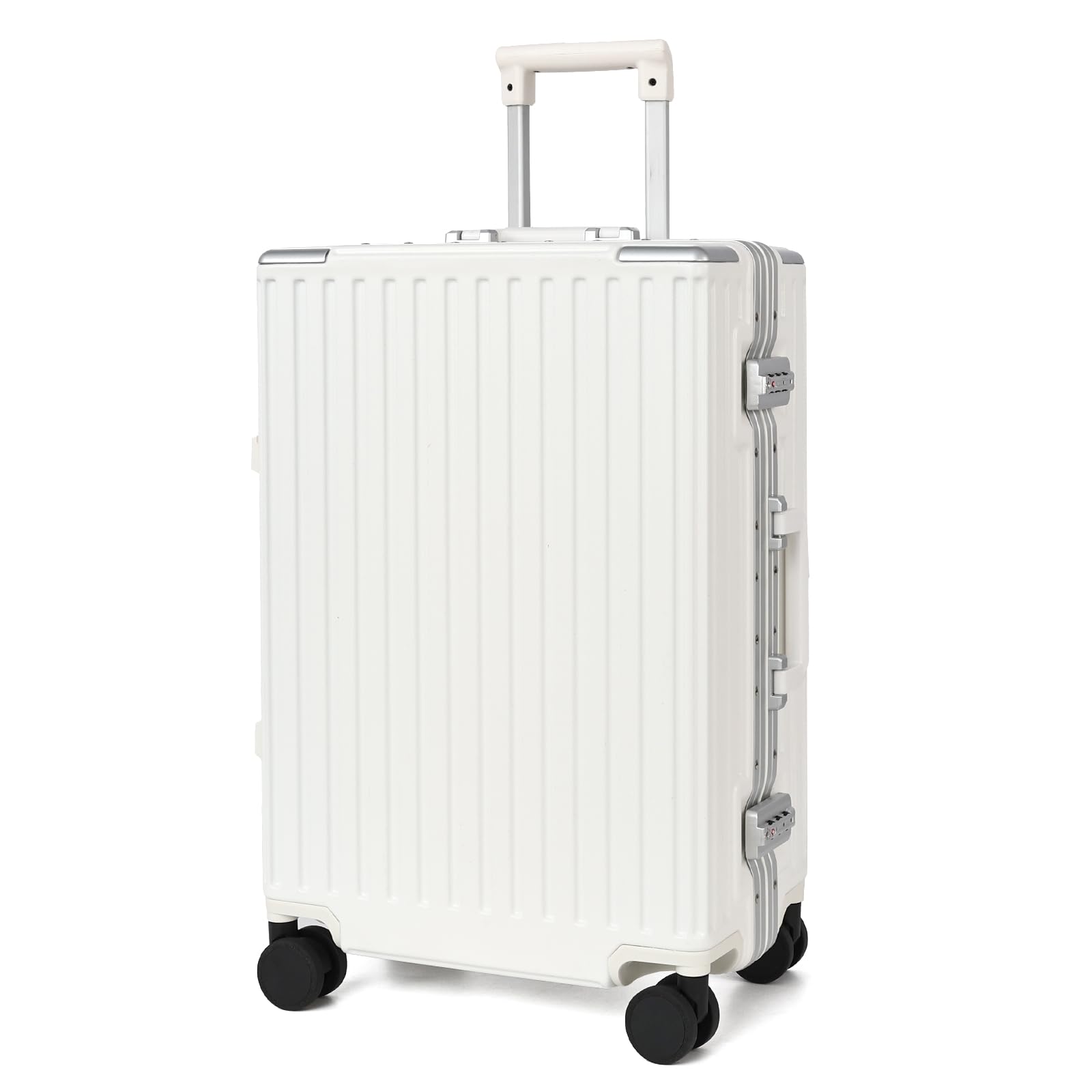 [タビトラ] スーツケース キャリーケース アルミフレーム 機内持込み TSAロック ダブルキャスター YKKファスナー 大容量 軽量 大型 耐衝撃 旅行 出張 ホワイト SS