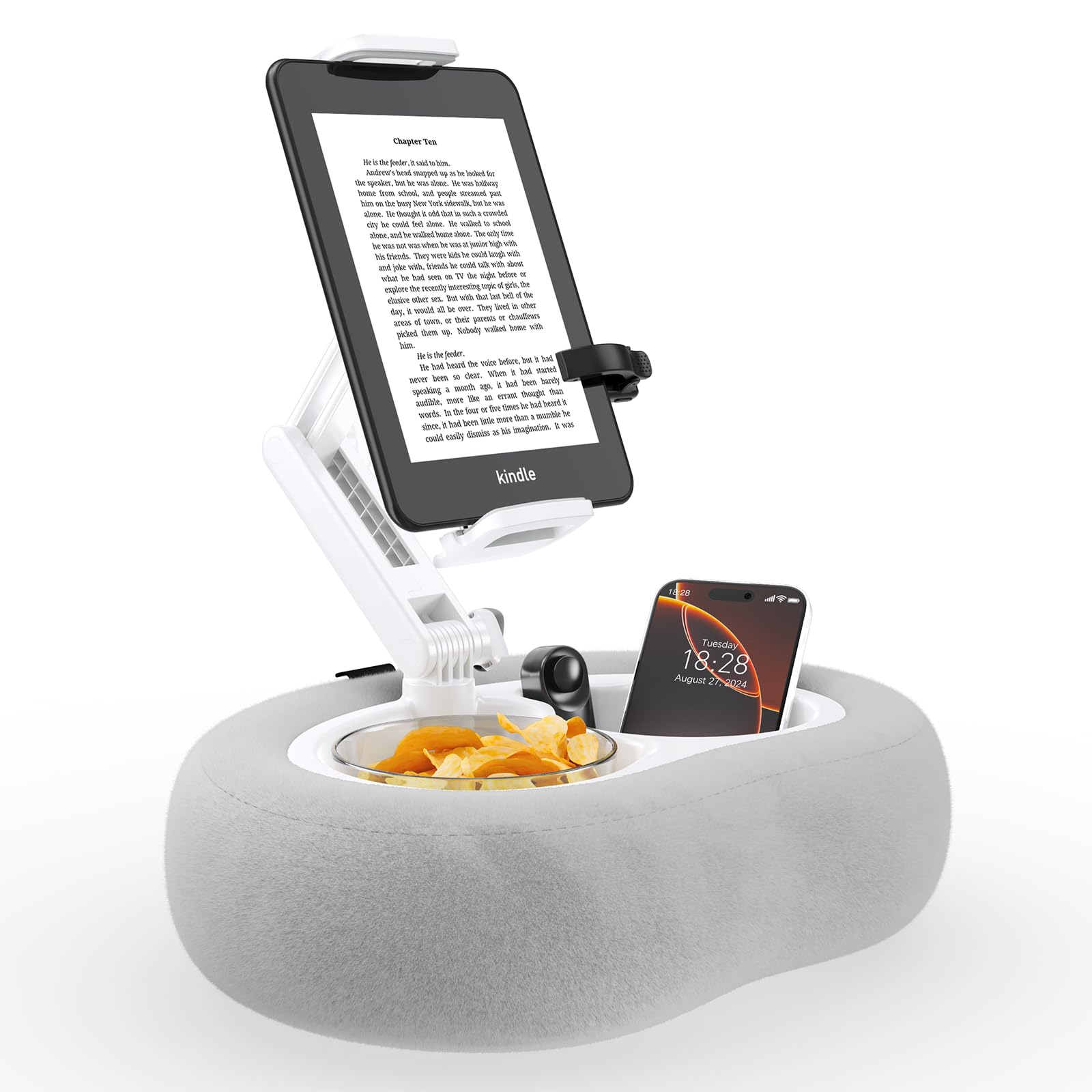 TRYONE タブレットスタンド 寝ながら スマホホルダー 抱き枕スタンド スマホピロー タブレットピロース ダブル収納ボウル ipad 携帯 角度調節可能 4.7~12.9インチ対応 小物収納 Ki