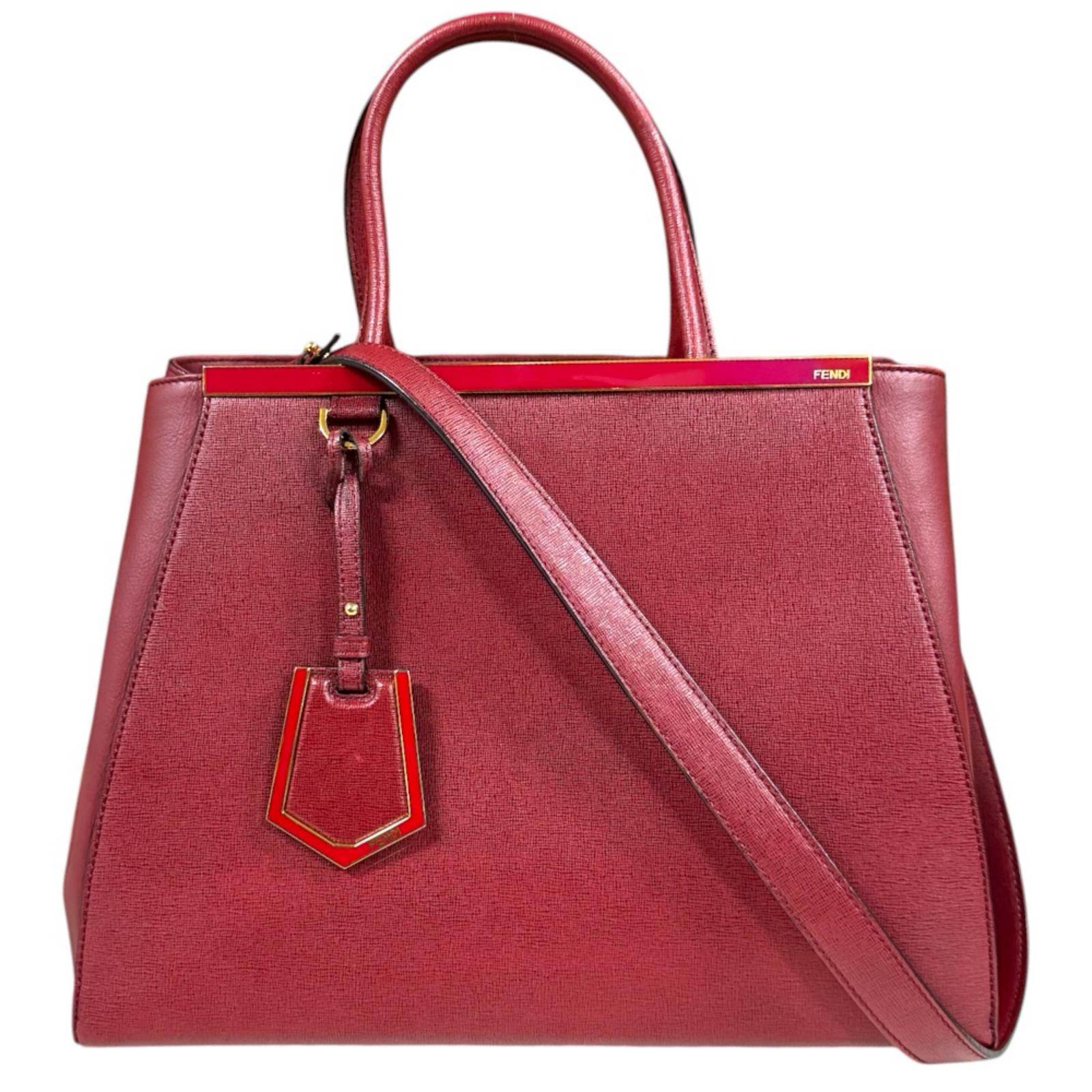フェンディ トゥージュール ショルダーバッグ レザー 8BH250 レッド FENDI 中古