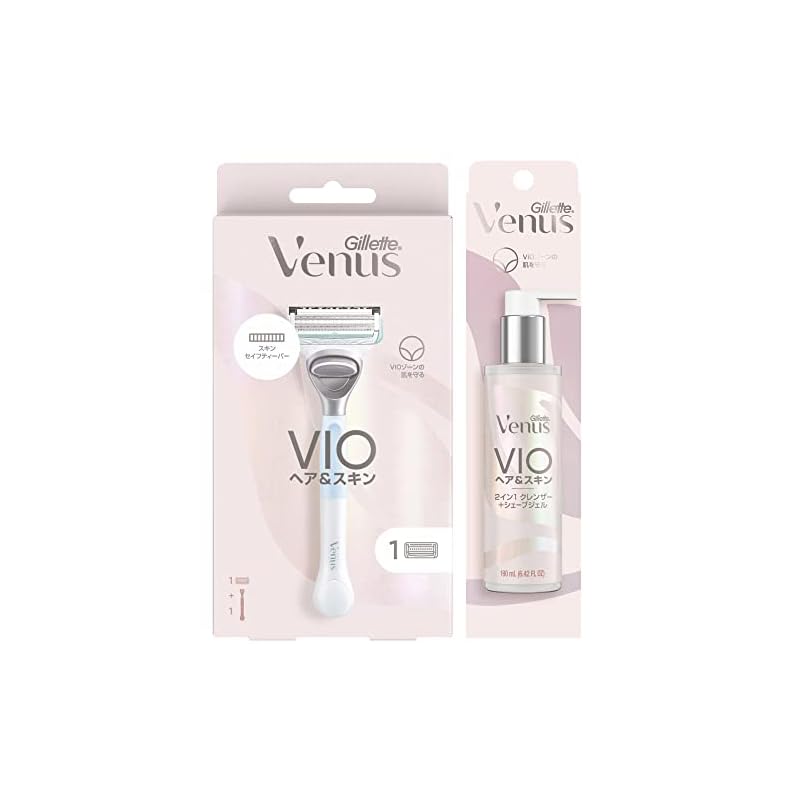 VENUS(ヴィーナス) 【まとめ買い】ジレットヴ ィーナス VIOヘア&スキン 女性用 カミソリ 本体(替刃1個付)+2 イン1 クレンザー+シェーブジェル 190mLセット