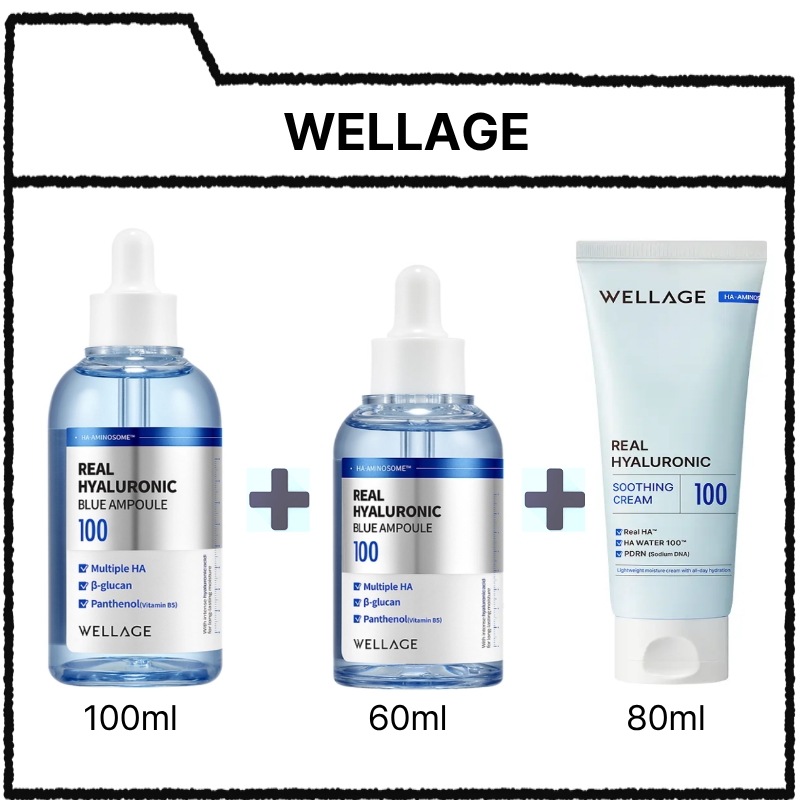 リアルヒアルロニックブルーアンプル, 100ml+60ml+スージングクリーム 80ml 高保湿/韓国コスメ/オリヤン/スキンケア/ヒアルロン酸/フェイスク
