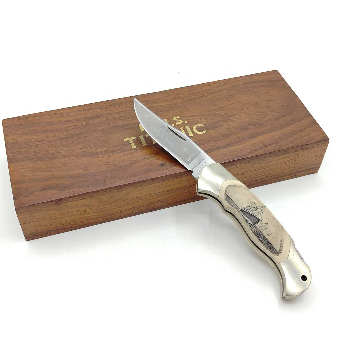 【中古】 R.M.S. TITANIC LTD.1988 フォールディングナイフ ウッドケース付き 折りたたみナイフ タイタニック 1986