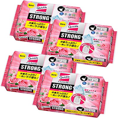 他サイト： クイックル トイレストロング トイレシート 液量たっぷり 便座裏のハネ汚れも一気にラク落ち プレミアムローズの香り 替え16枚×4個の商品画像