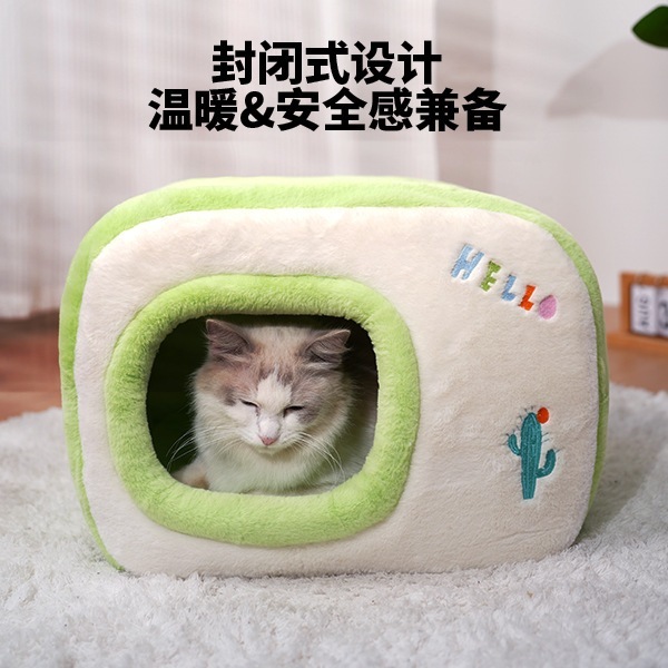 キャットハウスオールシーズン万能ット用品半密閉型キャットハウス特大フリースースキャットハウスプラス