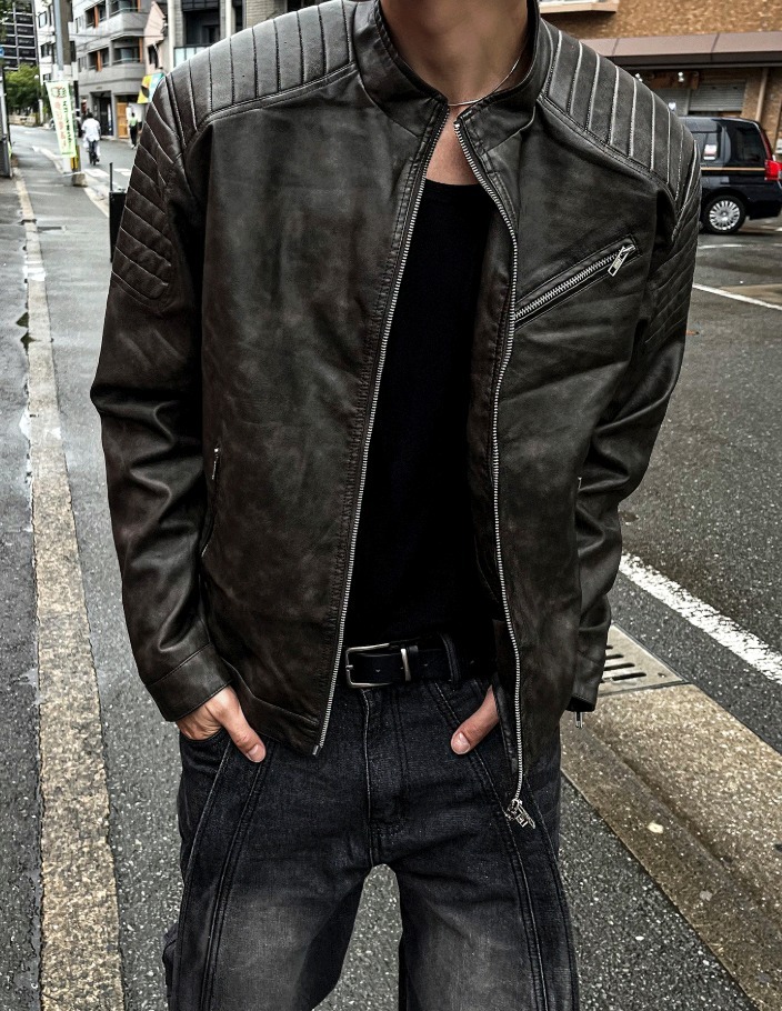 [COSYHARU公式]Biker Rider Leather Jacket