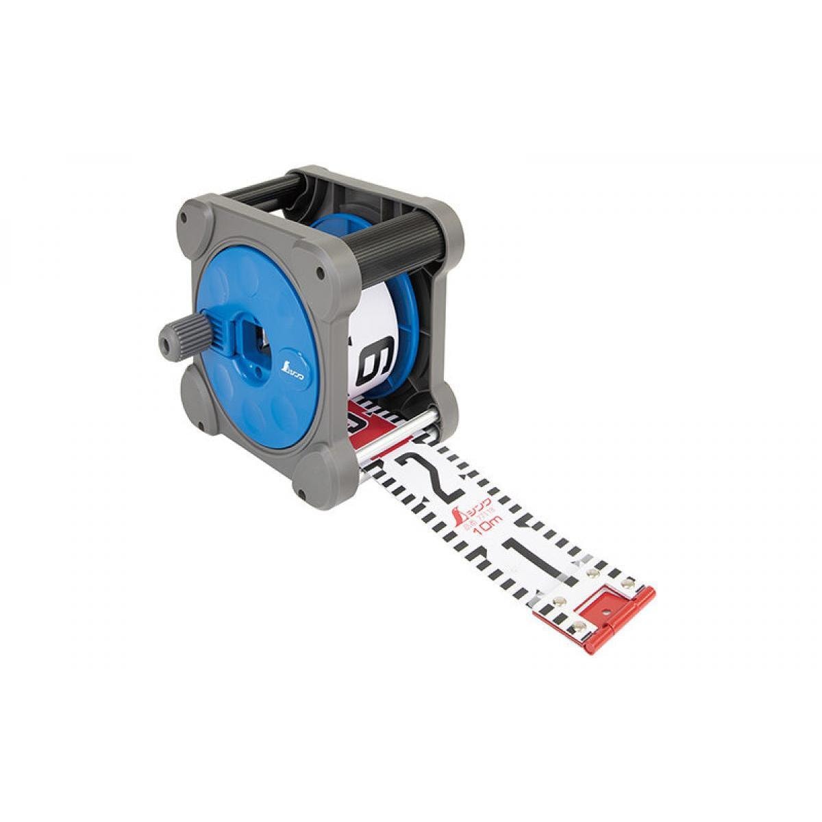 シンワ測定 ロッドテープ 10m 巾60mm キューブ型リールセット JIS 77737 ワンタッチ脱着