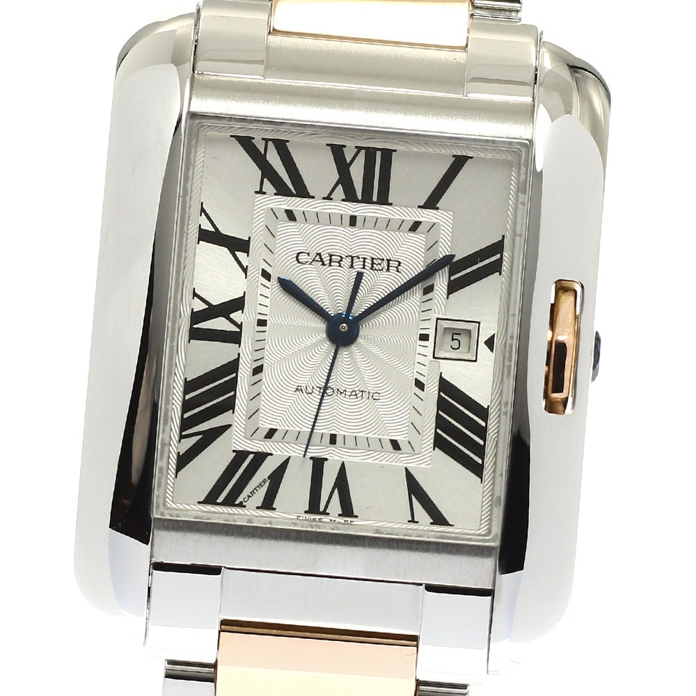 カルティエ CARTIER W5310037 タンクアングレーズLM デイト 自動巻き メンズ 美品 _816727【中古】
