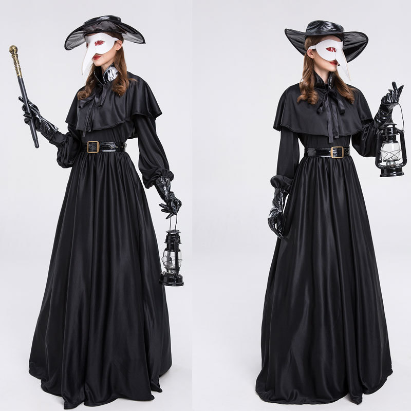 新しいハロウィンコスチューム中世パンクスタイルヨーロッパとアメリカのペストドクターバードマン長い口コスプレ衣装 r n r n r n