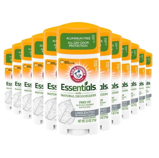 Arm & Hammer Essentials Natural Deodorant Unscented 2.5 oz - 12 Pack