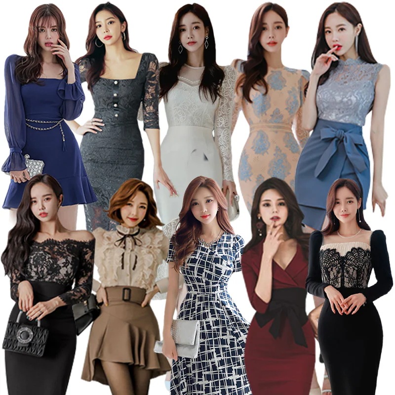 カシュクール 七分袖 ワンピース 膝丈 スリット キャバ 嬢 スーツ ドレス フォーマル ワンピ タイト スカート 襟 付き 長袖 レディース キャバクラ セクシーなワンピース 二点セット側開深いVネ